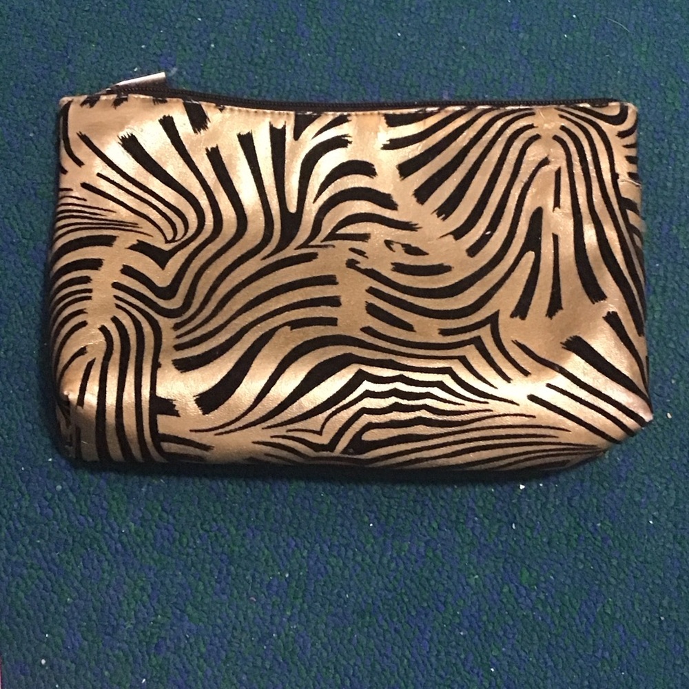 Gold and Black Zebra Print Pouch
